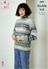 Knitting Pattern - King Cole 5899 - DK - Ladies Cardigan, Sweater, Scarf and Hat